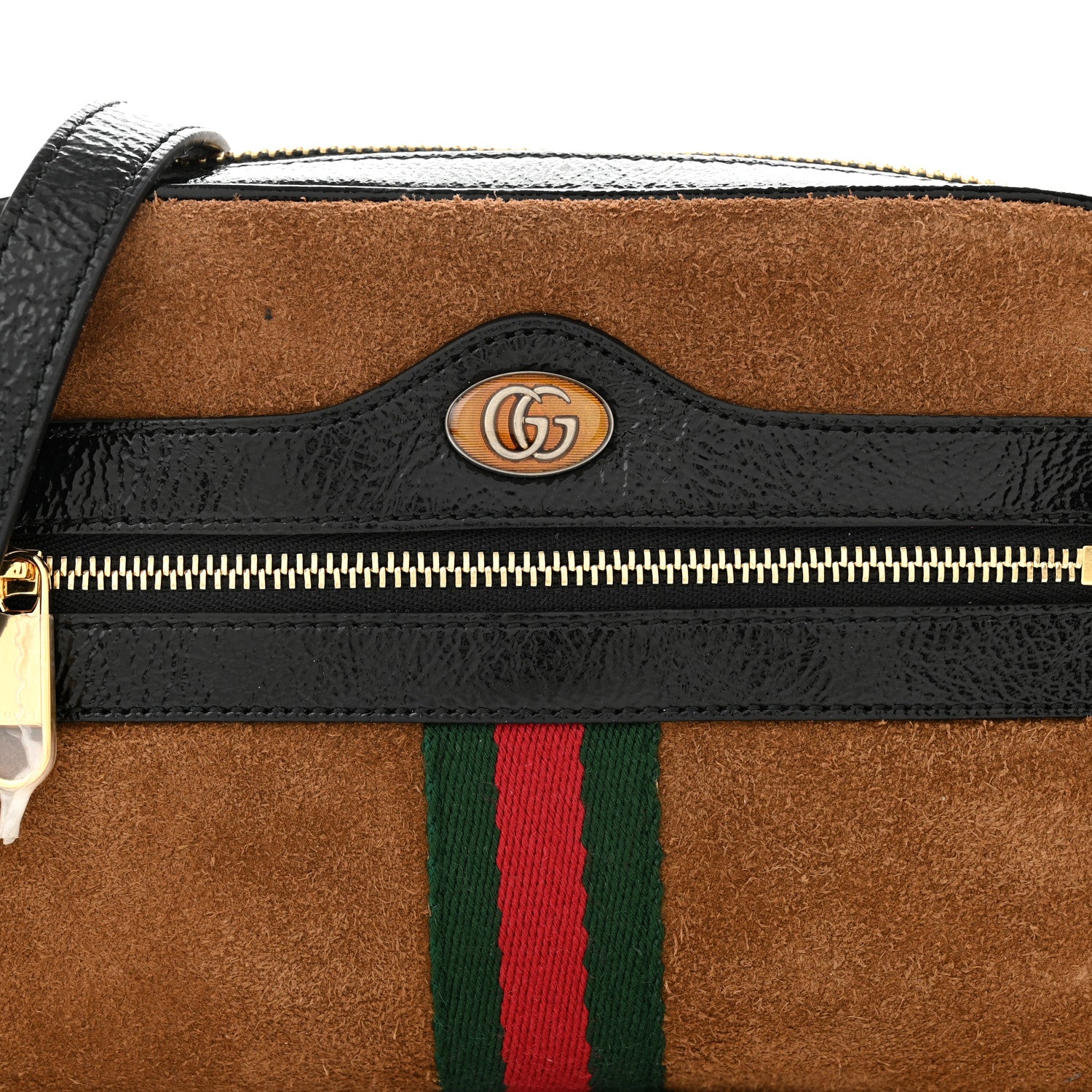 Gucci Suede Patent Web Mini Ophidia Shoulder Bag Nocciola Black 8 of 10