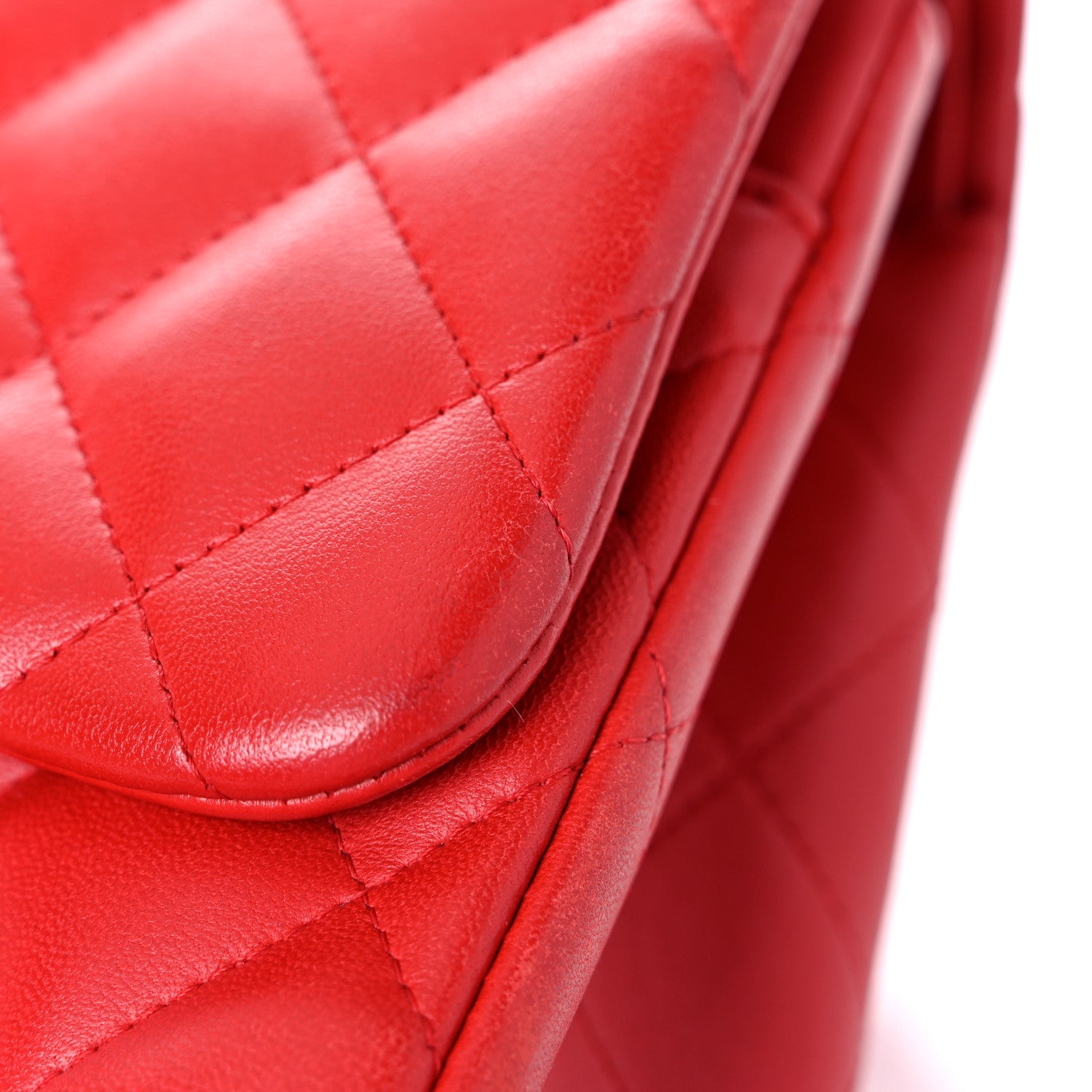Chanel Lambskin Quilted Jumbo Double Flap Red 15 of 35