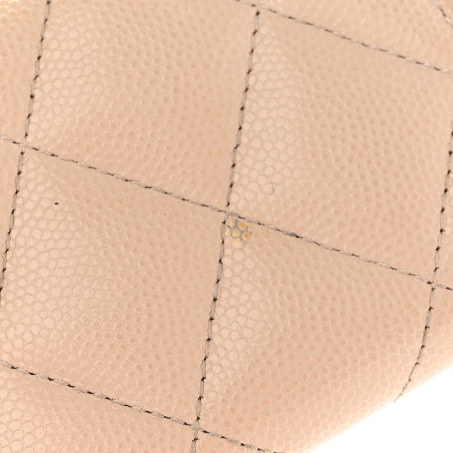 Caviar Pearl Quilted Coco Candy Flap Card Holder Beige