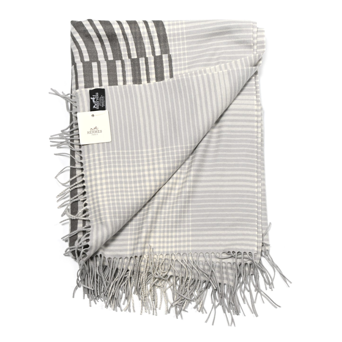 Cashmere Plaid Garde-Robe Pop Blanket Gris