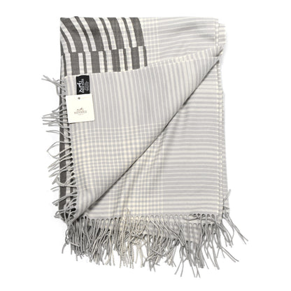 Hermes Cashmere Plaid Garde-Robe Pop Blanket Gris 2 of 4