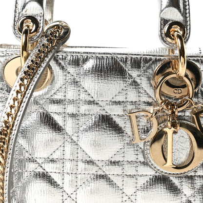 Christian Dior Metallic Grained Calfskin Cannage Mini Lady Dior Silver 8 of 10