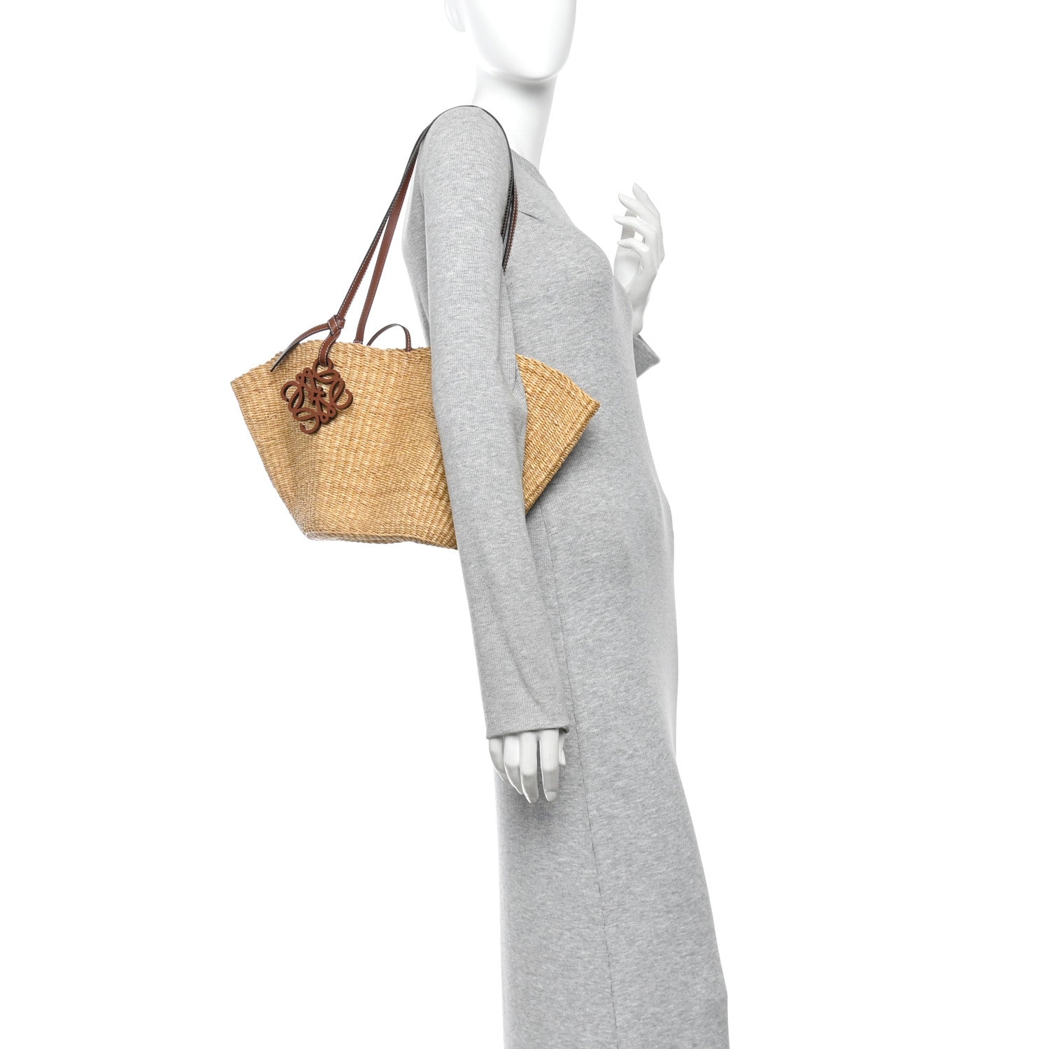 Loewe Calfskin Raffia Paulas Ibiza Small Basket Tote Bag Natural Pecan 2 of 11