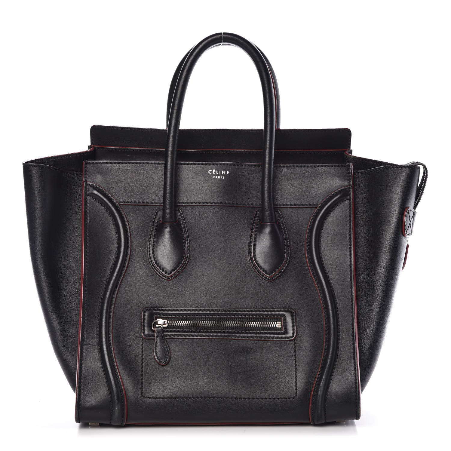 Celine Smooth Calfskin Mini Luggage Black Pink Trim 1 of 8