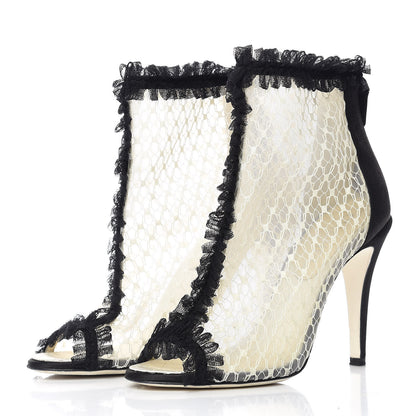 Chanel Lace Mesh Booties 37 IvoryBlack 3 of 9