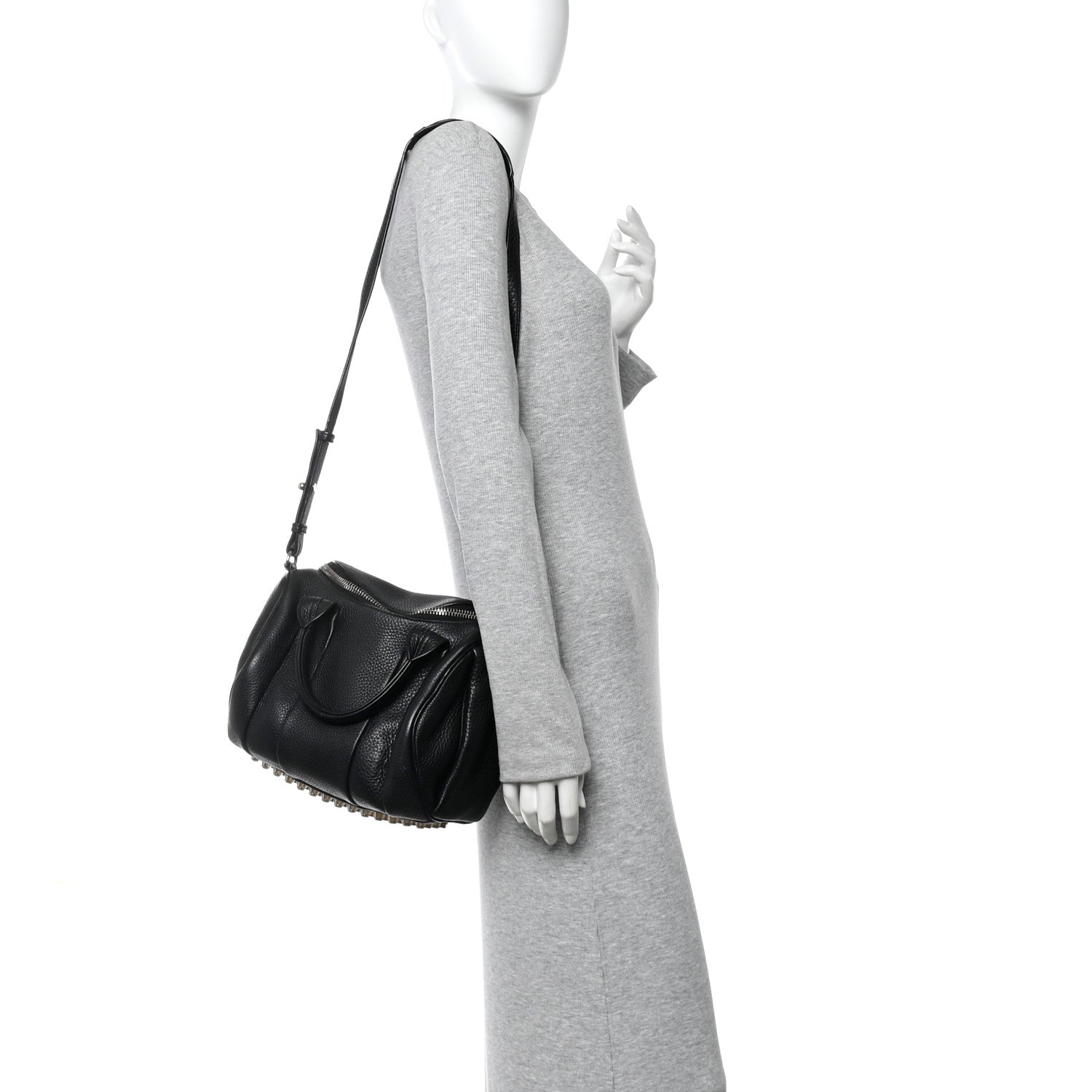 Alexander Wang Pebbled Lambskin Rocco Black Pale Gold Hardware 2 of 9