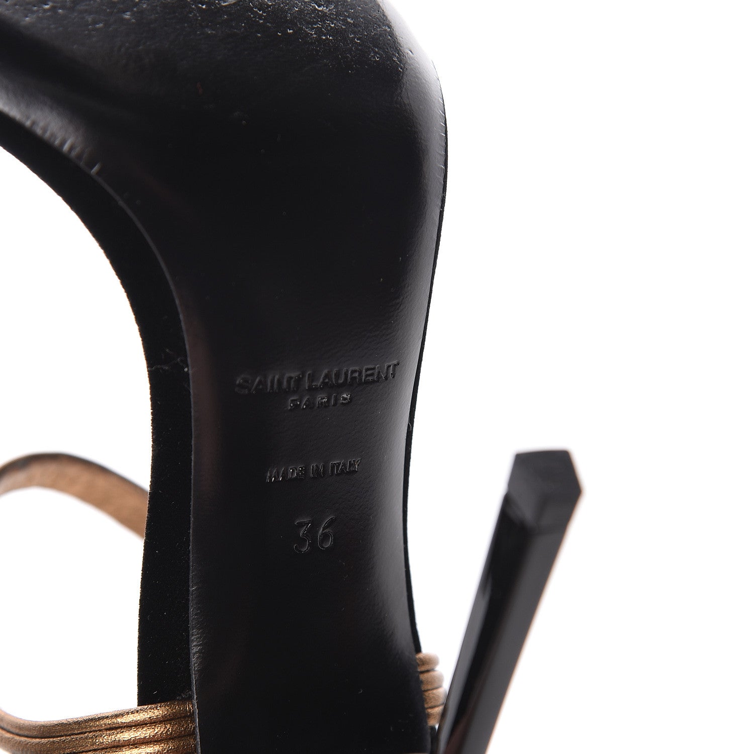 Saint Laurent Metallic Velvet Talitha Ankle Strap Sandals 36 Black Gold 11 of 13