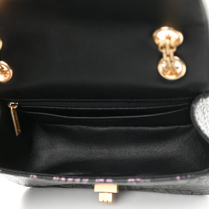 Chanel Calfskin Crocodile Embossed Graffiti 2.55 Mini Cocodile Reissue Flap Black Pink 5 of 9