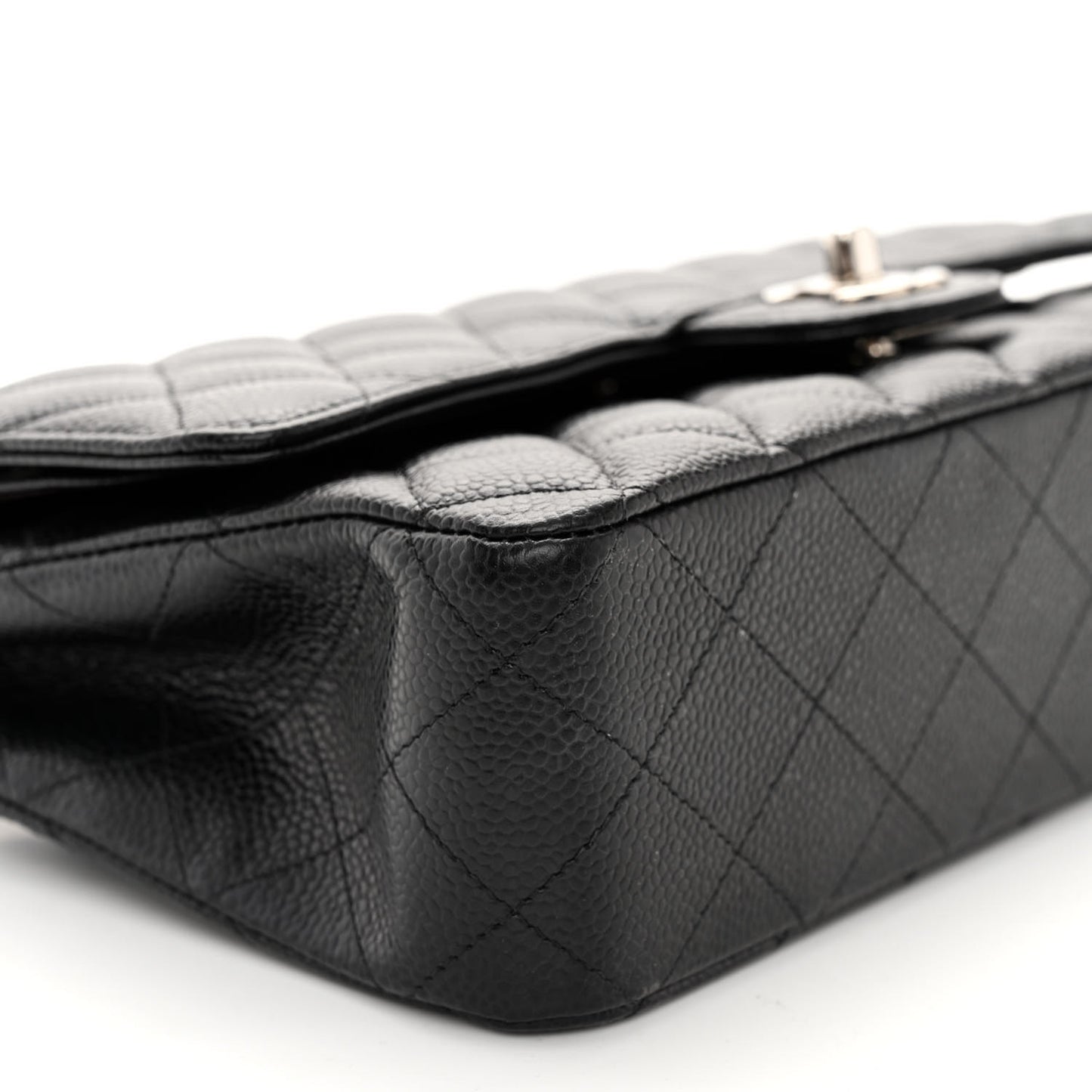 Caviar Quilted Medium Double Flap Black