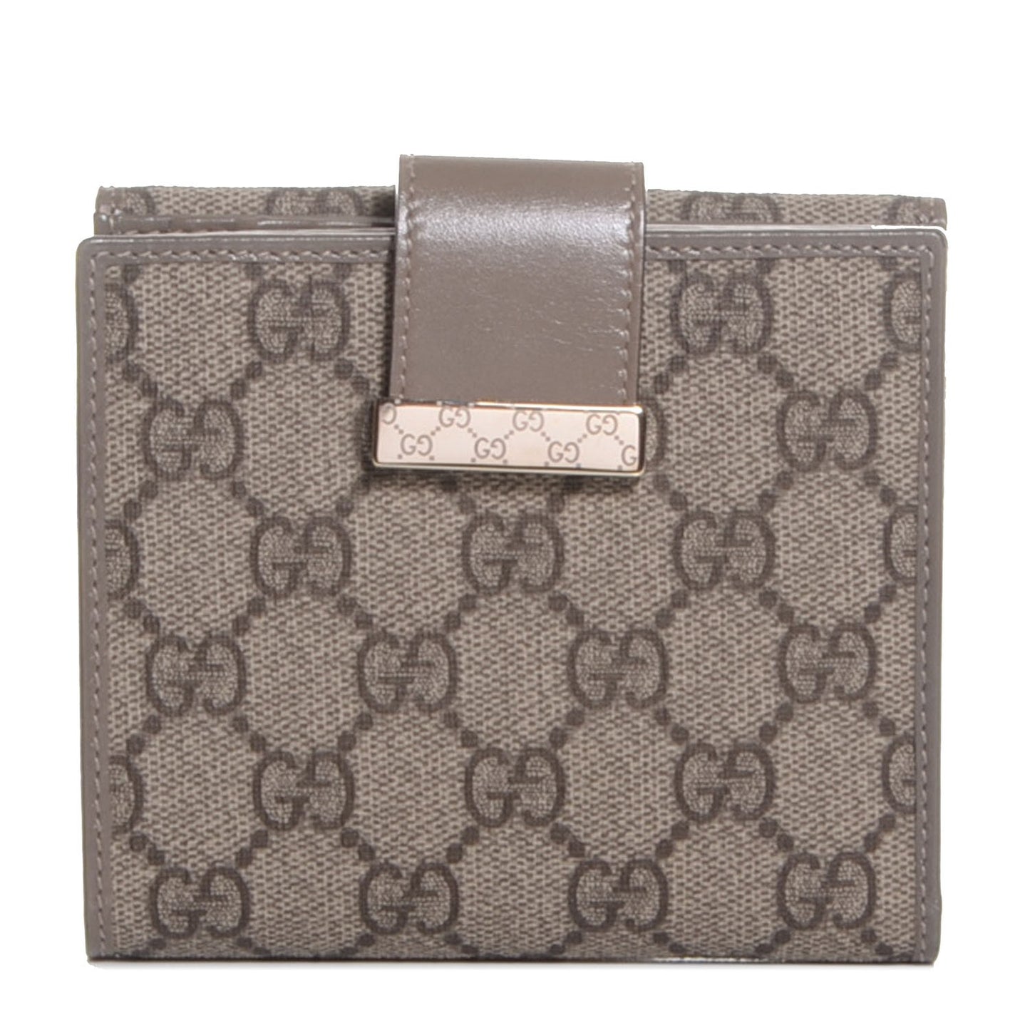 GG Supreme Monogram Icon Bar French Flap Wallet Beige Ebony Grigio