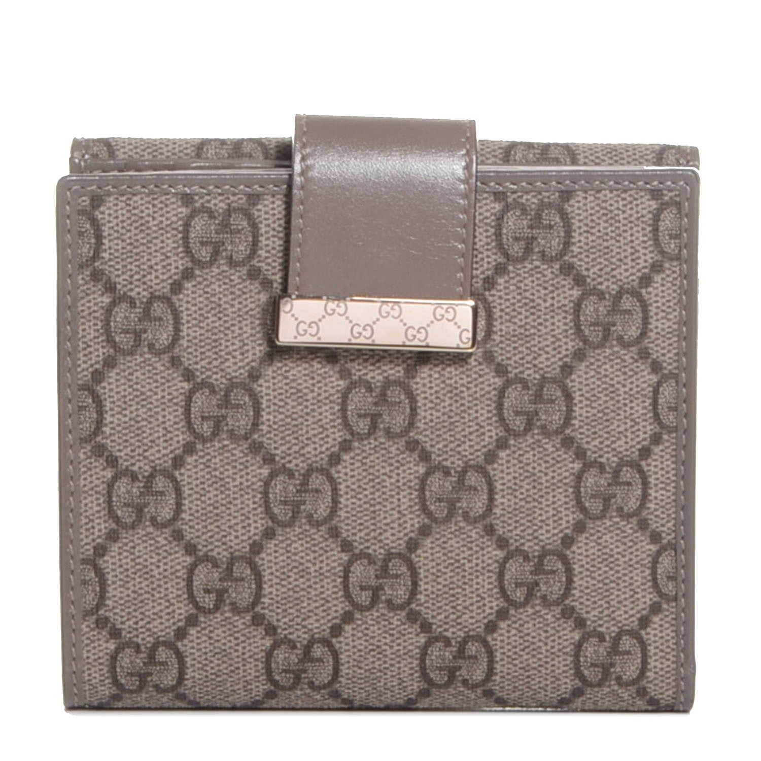 Gucci GG Supreme Monogram Icon Bar French Flap Wallet Beige Ebony Grigio 1 of 7