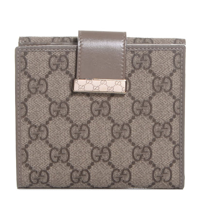 Gucci GG Supreme Monogram Icon Bar French Flap Wallet Beige Ebony Grigio 1 of 7