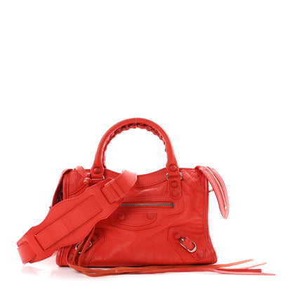 Balenciaga Matte Goatskin Rubber Covered Classic Hardware Mini City Rouge Coquelico Rouge Braise 1 of 11