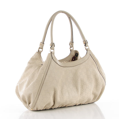 Gucci Guccissima Large D Gold Ring Shoulder Bag Off White 3 of 7