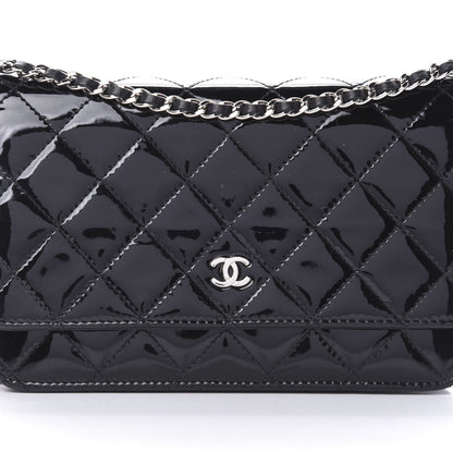 Chanel Patent Quilted Wallet On Chain WOC Black 9 of 15