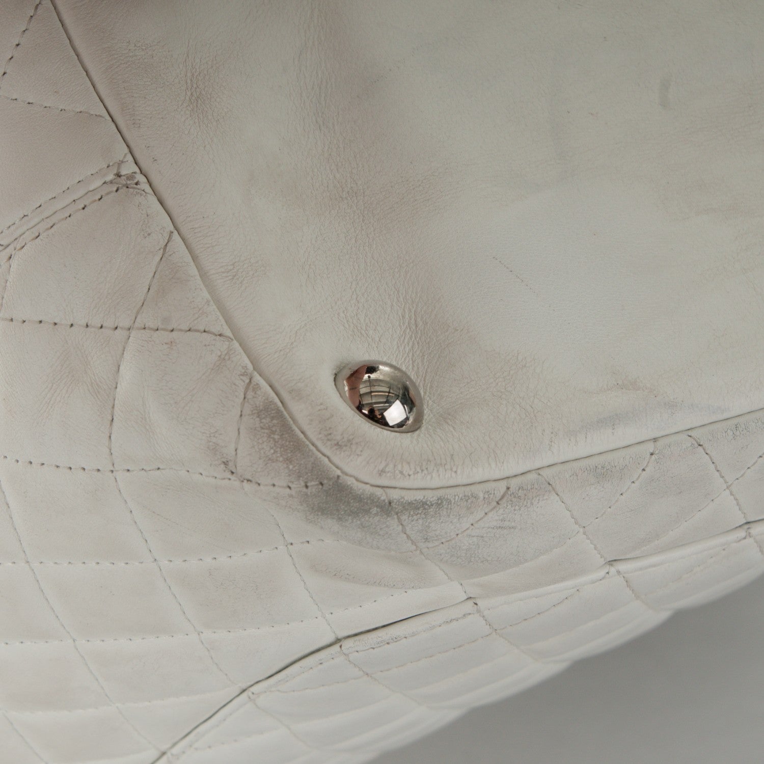 Chanel Calfskin Quilted Python Large Cambon Tote White 20 of 20