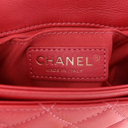 Chanel Metallic Calfskin Quilted Top Handle Flap Dark Pink 6 of 13