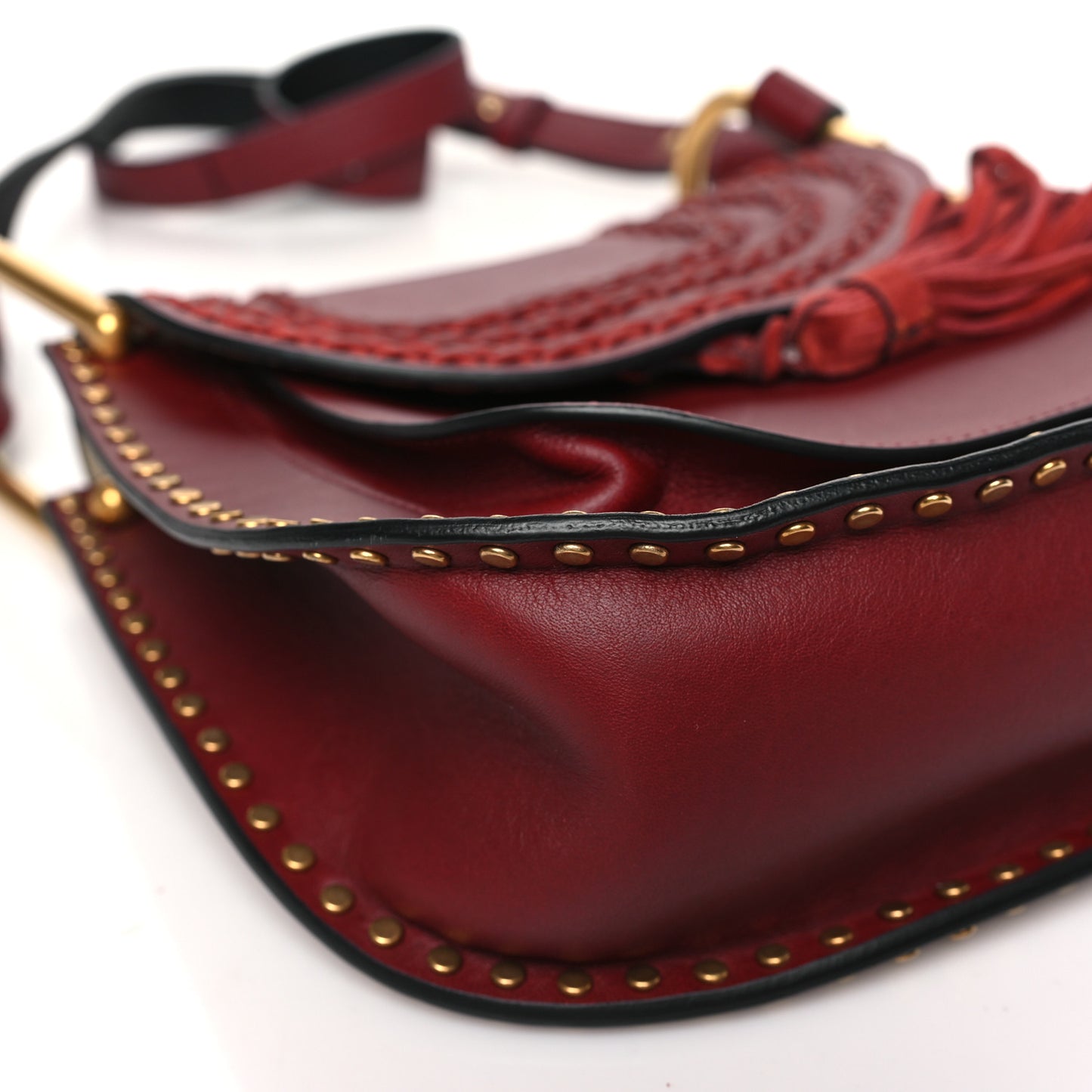 Calfskin Braided Small Hudson Shoulder Bag Sienna Red