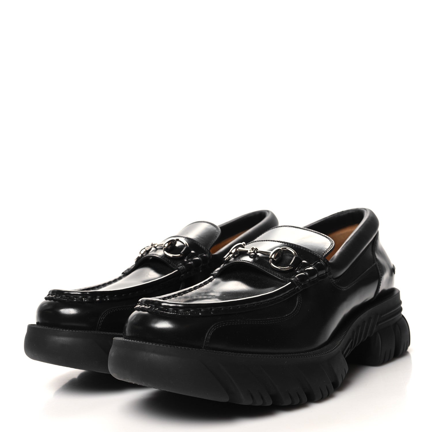 Gucci Magnum Calfskin Nappa Samoa Mens Horsebit Platform Lug Sole Loafers 11 Black 3 of 9