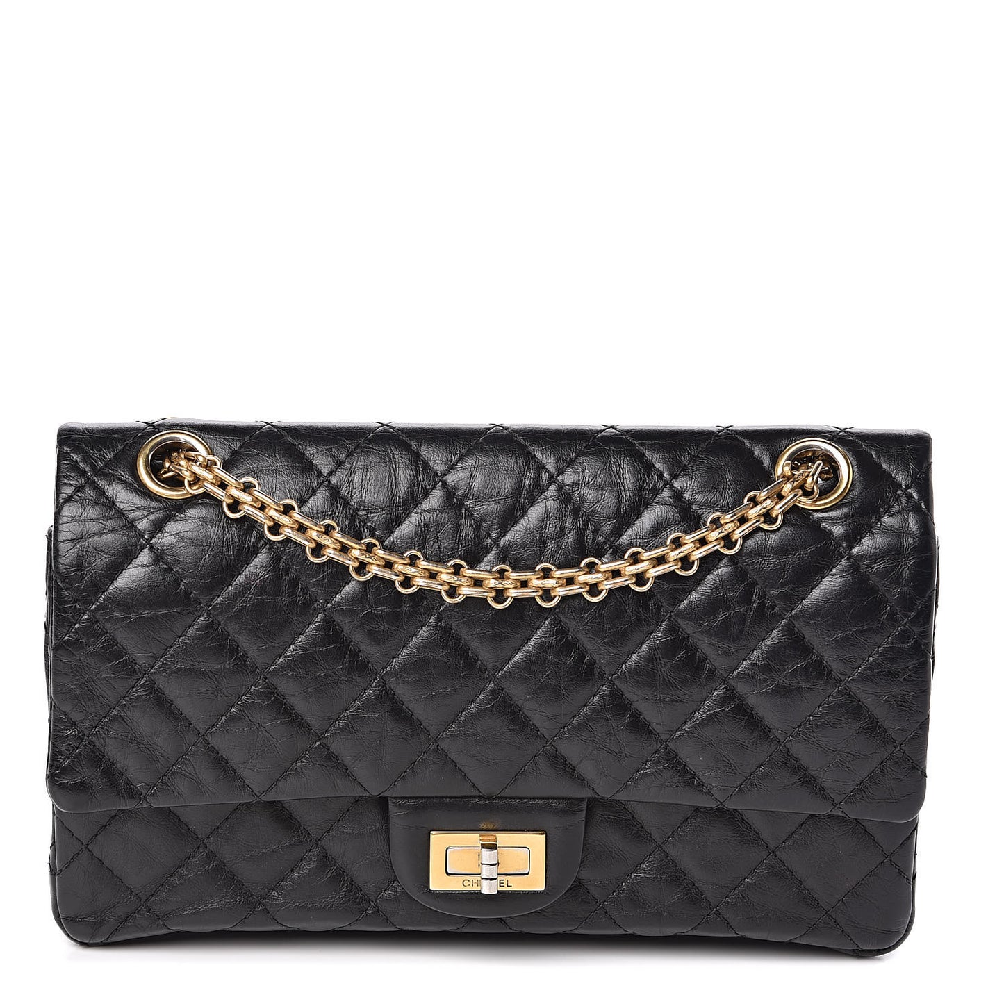 Aged Calfskin Quilted 2.55 Reissue 225 Flap Black
