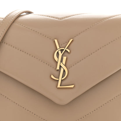 Saint Laurent Calfskin Y Quilted Monogram Toy Loulou Crossbody Bag Latte 8 of 12