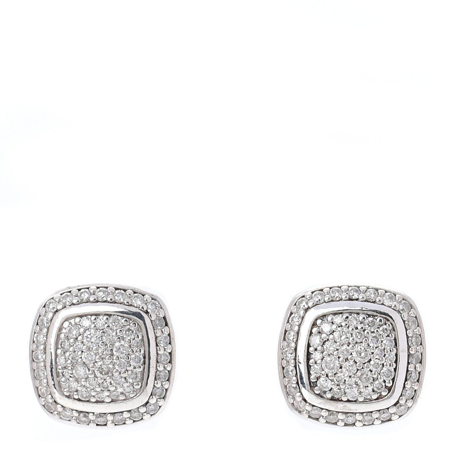 David Yurman Sterling Silver Diamond 7mm Pave Albion Earrings 1 of 5