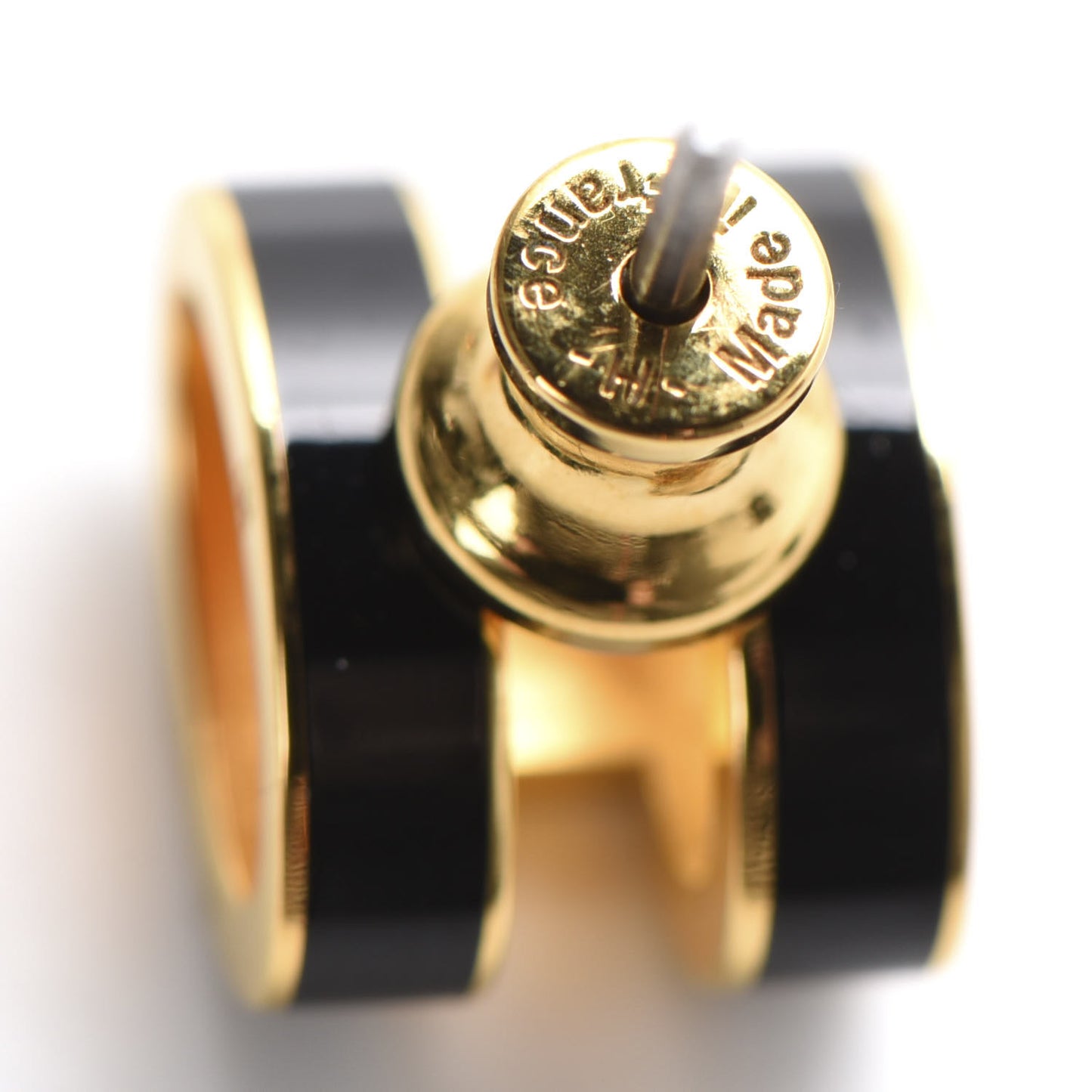 Gold Lacquered Pop H Earrings Black