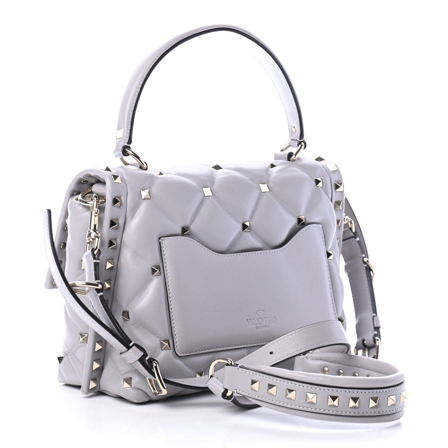 Nappa Medium Candystud Top Handle Bag Pastel Grey