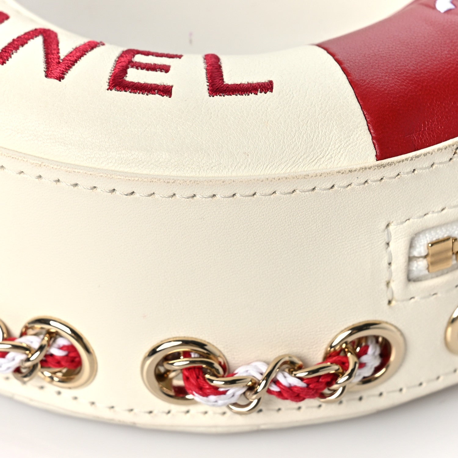 Chanel Lambskin Coco Lifesaver Round Bag Red White 9 of 11