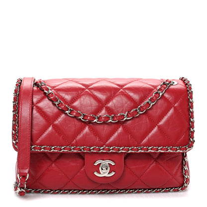 Chanel Crumpled Calfskin Medium Chain All Over Flap Red 1 of 10