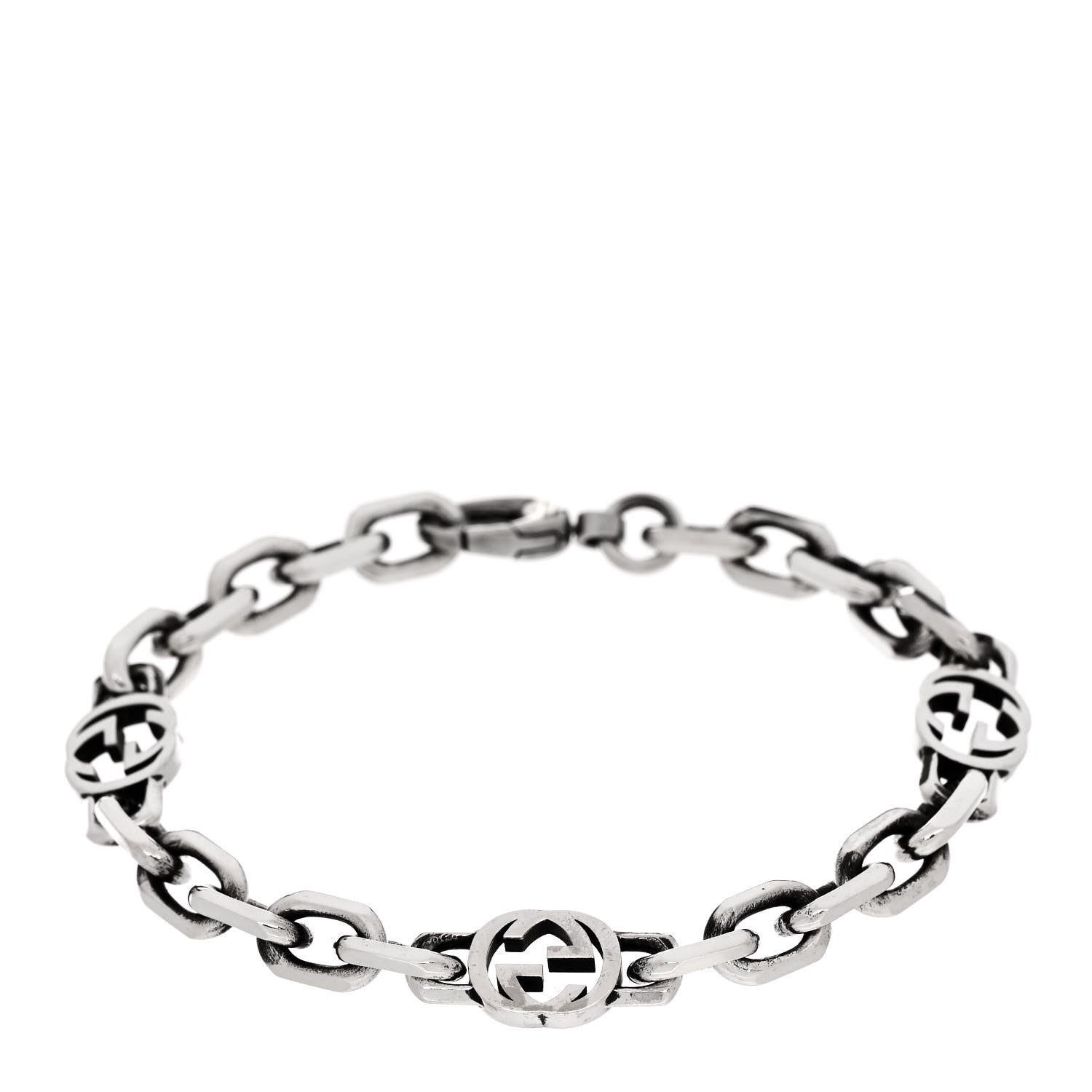 Gucci Sterling Silver Narrow Interlocking G Link Bracelet 1 of 3
