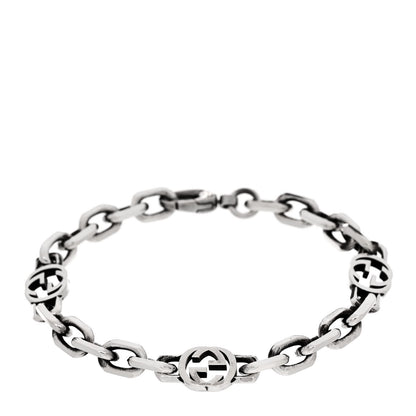 Gucci Sterling Silver Narrow Interlocking G Link Bracelet 1 of 3