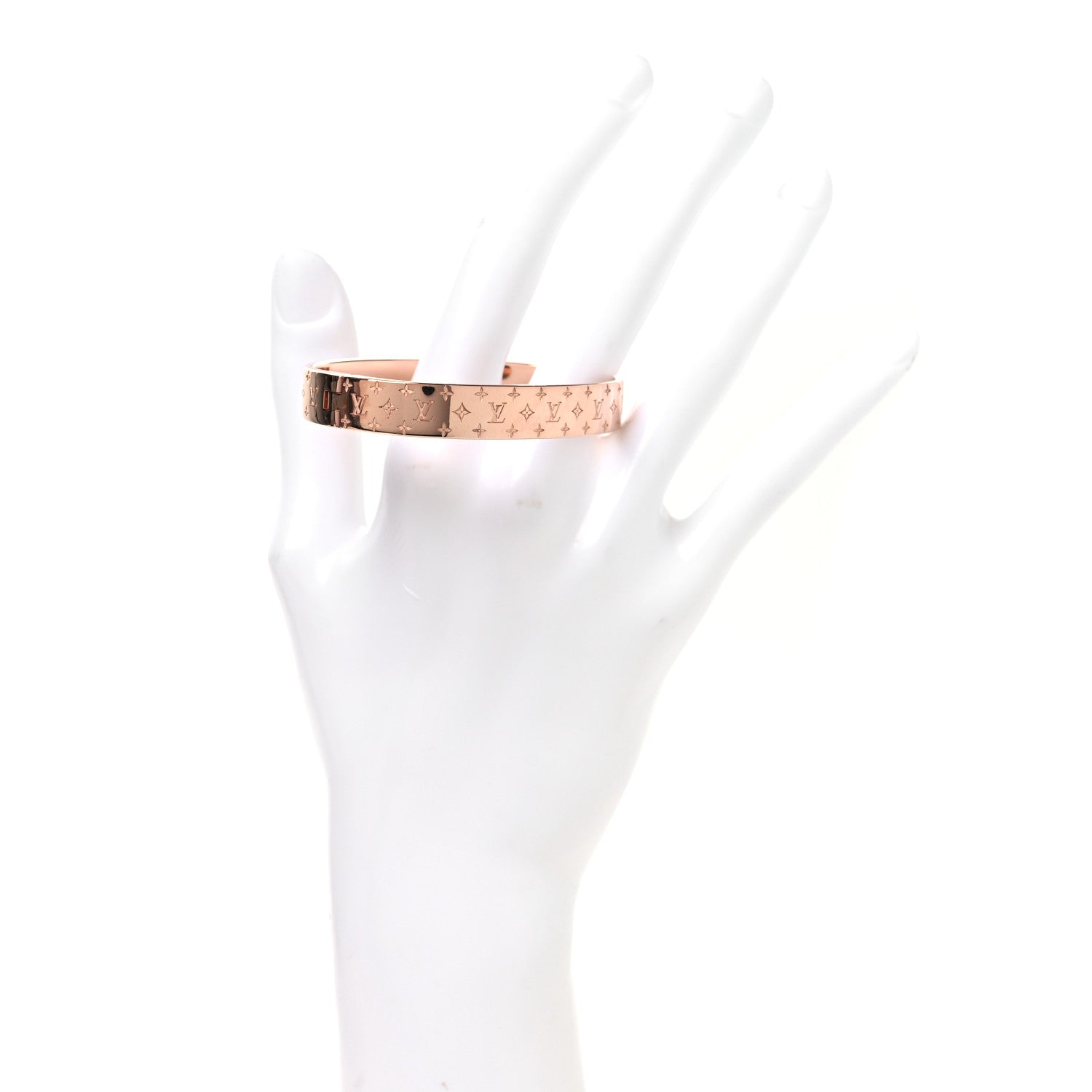 Louis Vuitton Brass Monogram Nanogram Cuff S Pink Gold 2 of 6