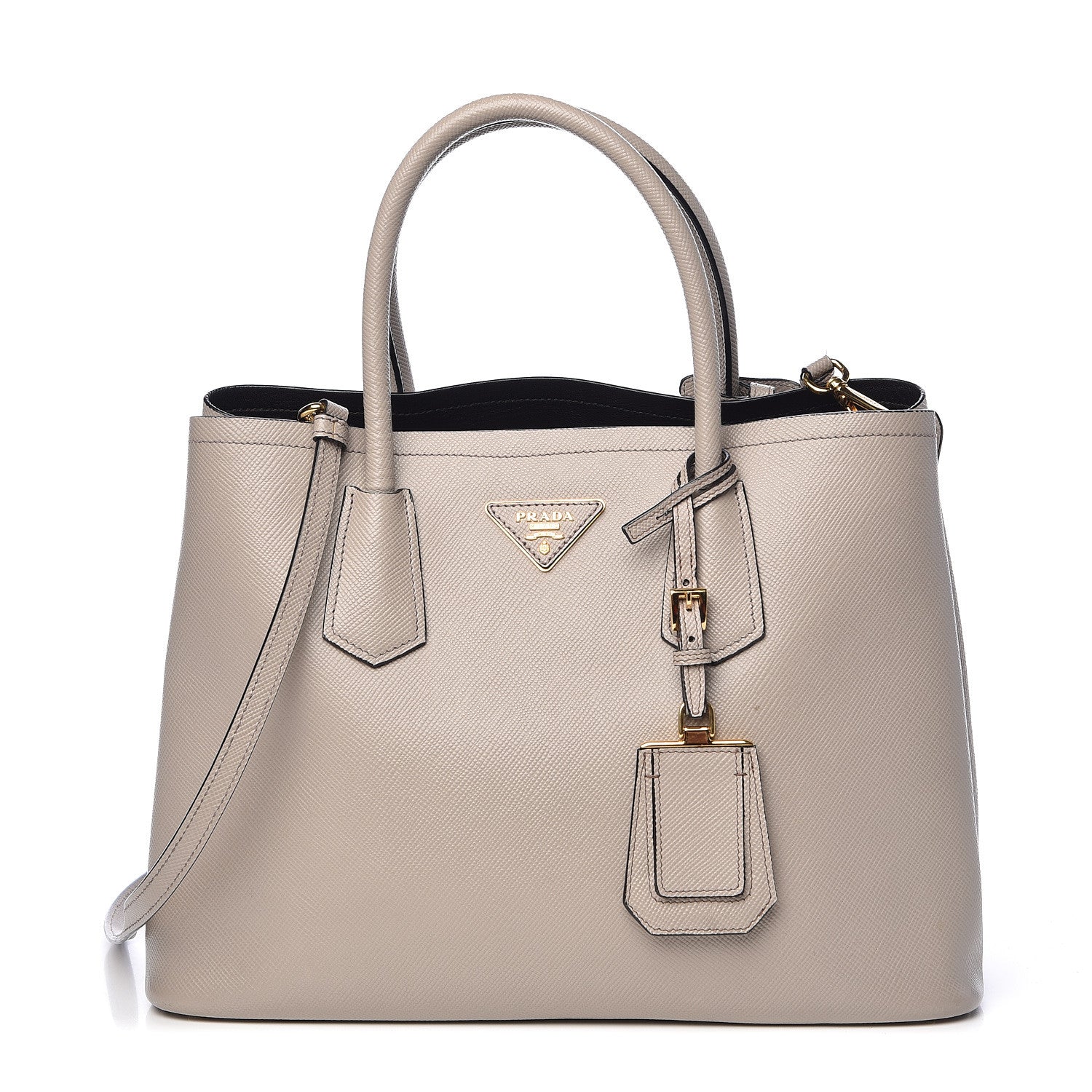 Prada Saffiano Cuir Medium Double Bag Pomice 1 of 14