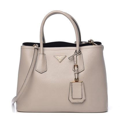 Prada Saffiano Cuir Medium Double Bag Pomice 1 of 14