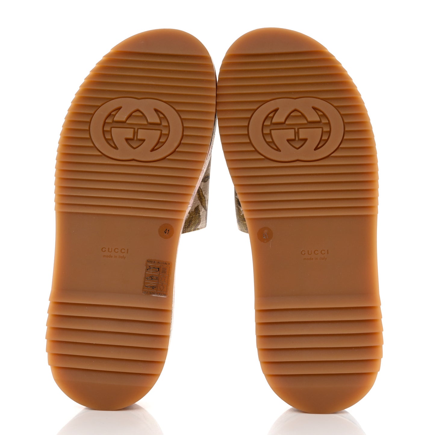 GG Supreme Monogram Water Flora Angelina Platform Slide Sandals 41 Beige White Multicolor