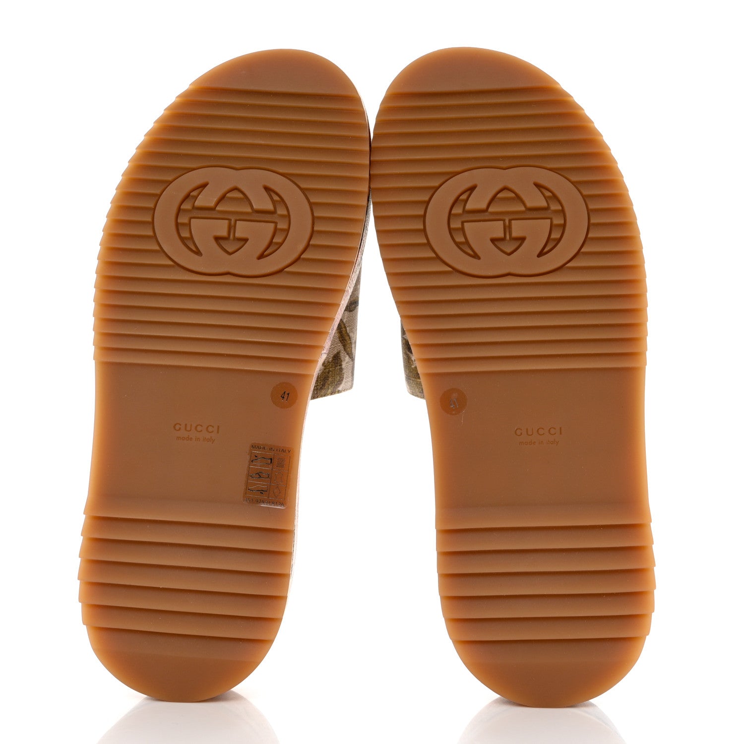 Gucci GG Supreme Monogram Water Flora Angelina Platform Slide Sandals 41 Beige White Multicolor 5 of 9