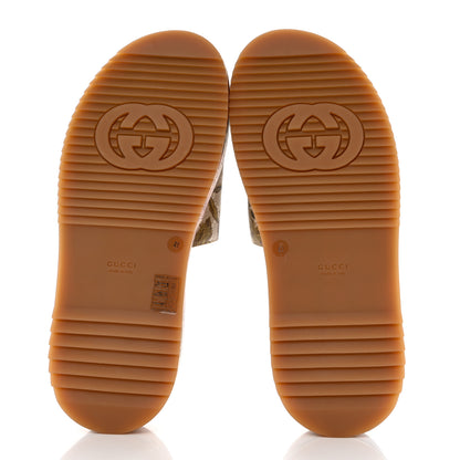 Gucci GG Supreme Monogram Water Flora Angelina Platform Slide Sandals 41 Beige White Multicolor 5 of 9