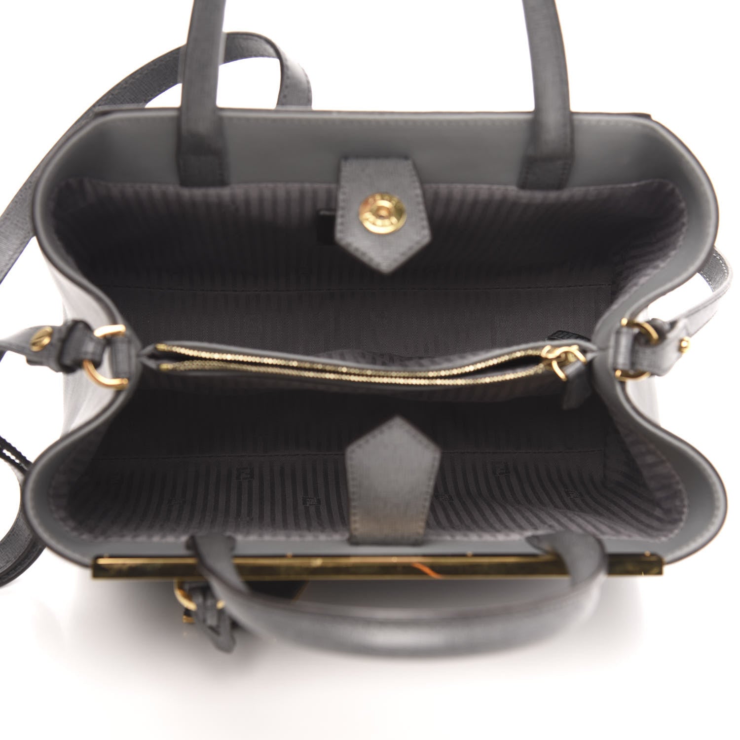 Fendi Vitello Elite Petite 2Jours Tote Grigio Grigio Chiaro 5 of 11