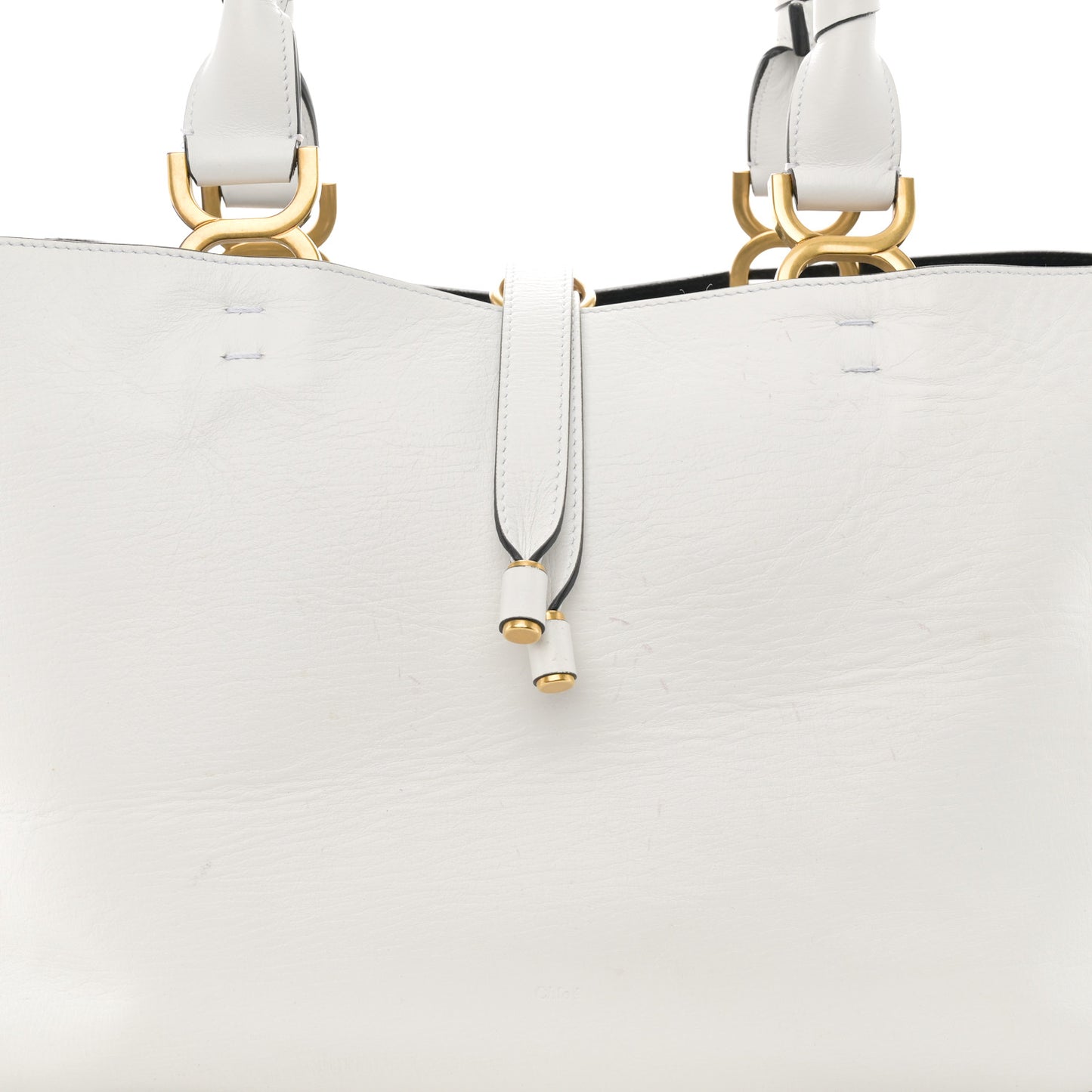 Calfskin Small Marcie Tote White