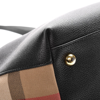 Burberry Derby Calfskin House Check Medium Welburn Tote Black 11 of 14