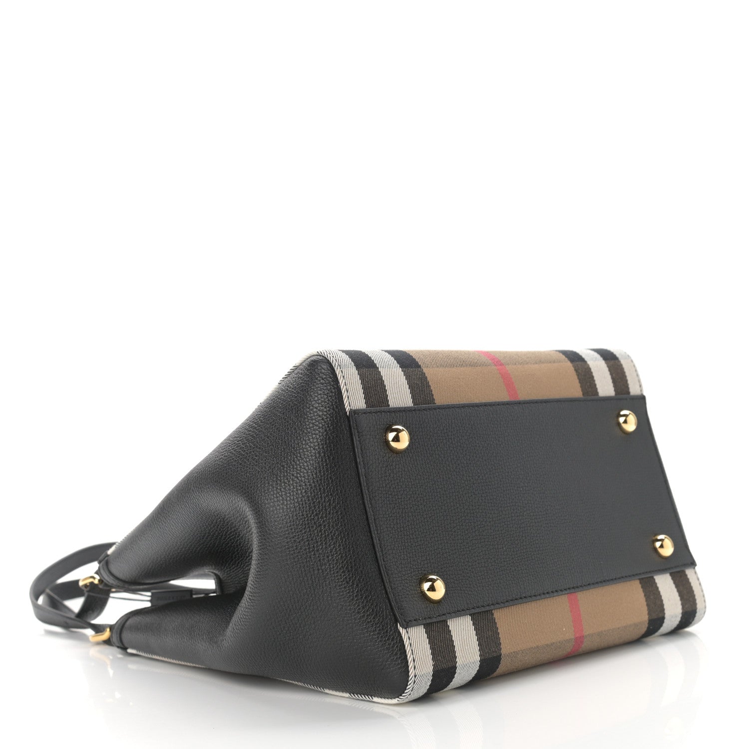 Burberry Grainy Calfskin House Check Small Canterbury Tote Black 4 of 10