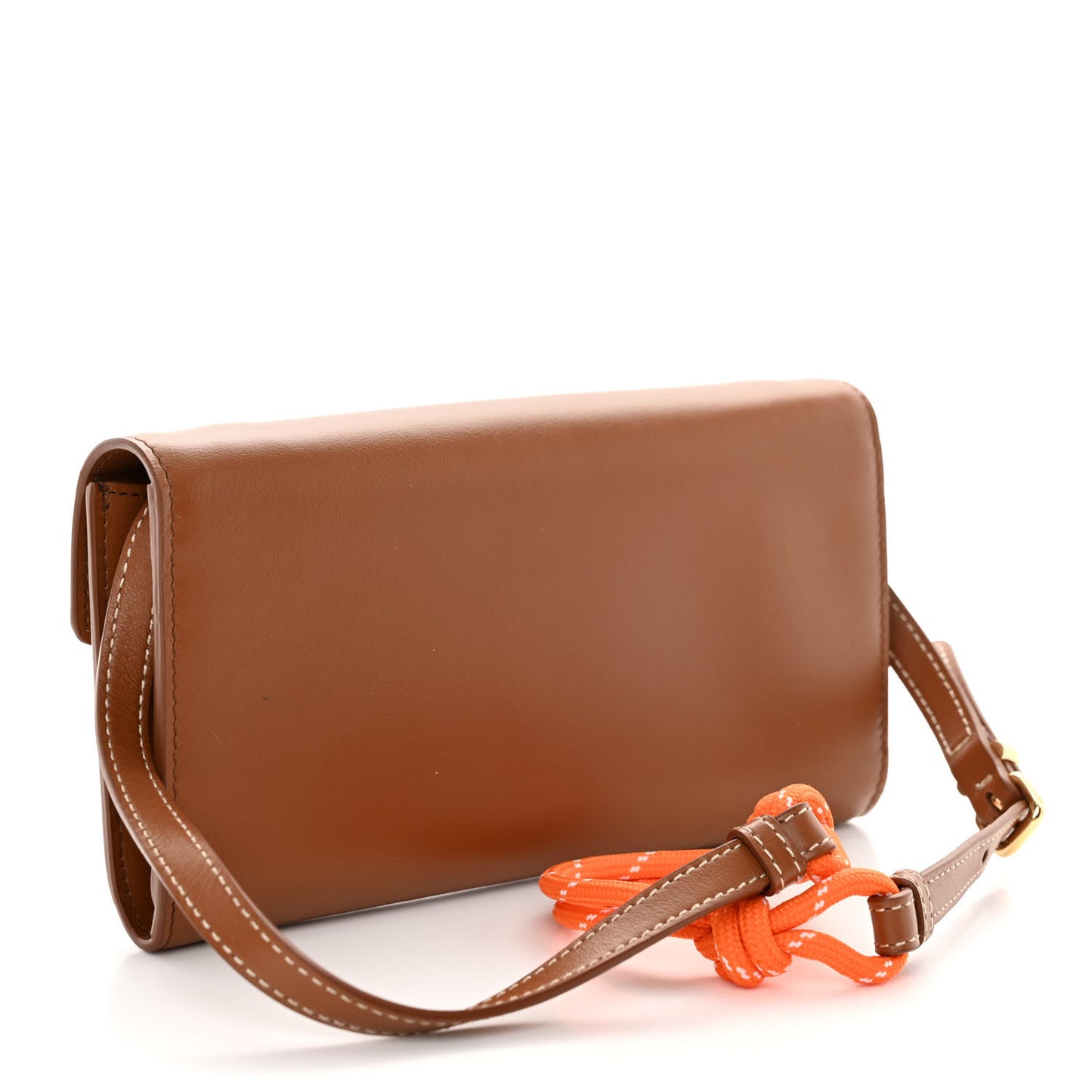 Nappa Wallet On Strap Cognac Orange