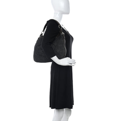 Prada Washed Denim Logo Hobo Black Caffe 2 of 11