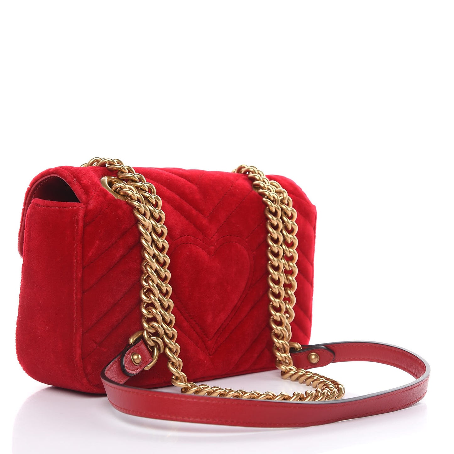 Velvet Matelasse Mini GG Marmont Shoulder Bag Hibiscus Red