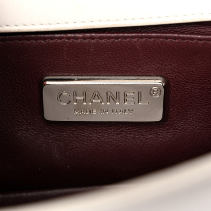 Chanel Lizard Chevron Stitched Small Boy Flap White Silver 6 of 18