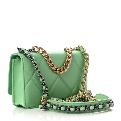 Chanel Lambskin Quilted Chanel 19 Wallet On Chain WOC Green 3 of 12