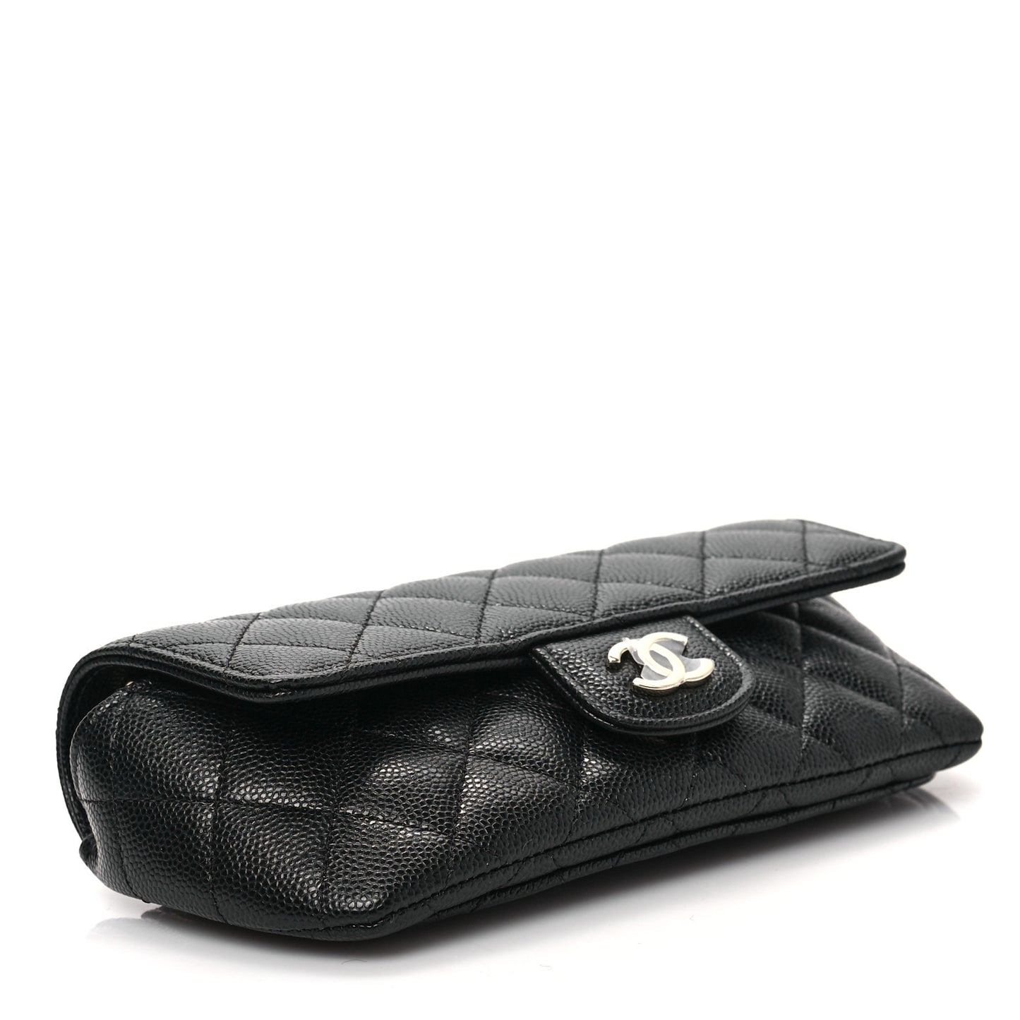Caviar Quilted Glasses Case With Chain Black