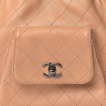 Chanel Calfskin Stitched Medium Urban Luxury Drawstring Backpack Beige 15 of 15