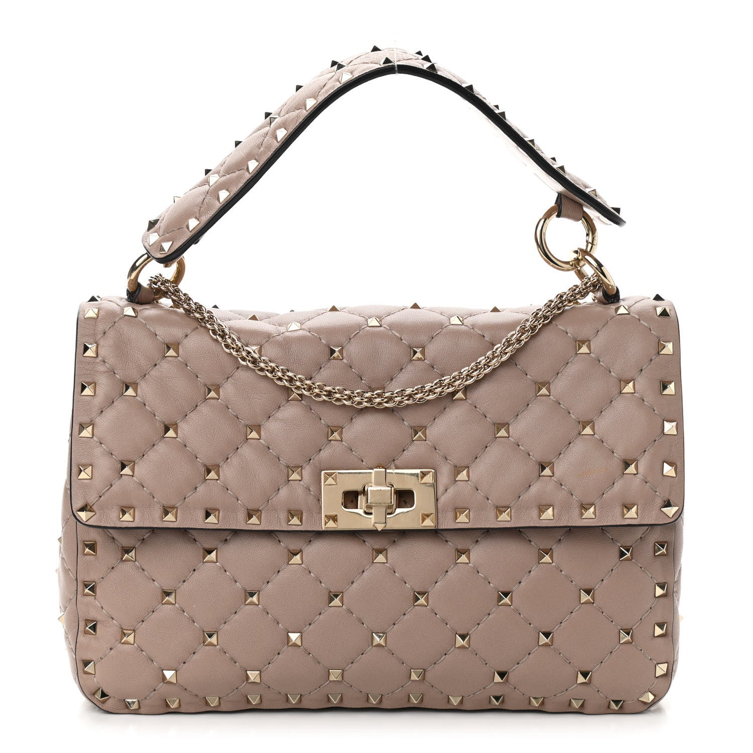 Valentino Garavani Lambskin Medium Rockstud Spike Shoulder Bag Poudre 2 of 17